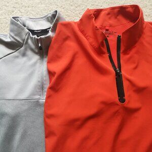 TWO (2) Nike Golf Dri-FIT Half-Zip Shirts - Orange Banded (L) & Gray (M)